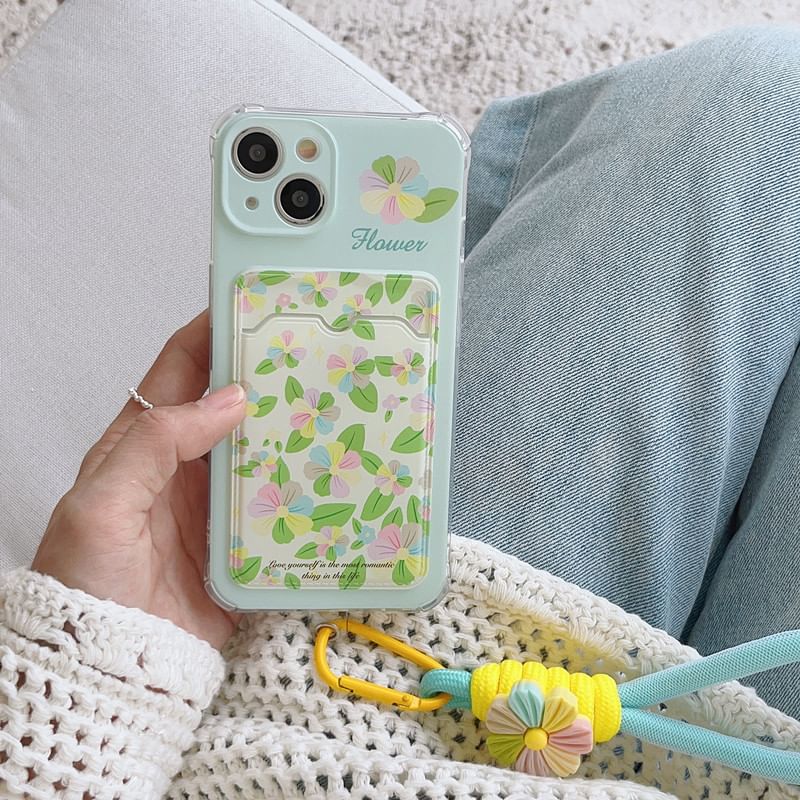 Floral Holder Case Phone Strap Card