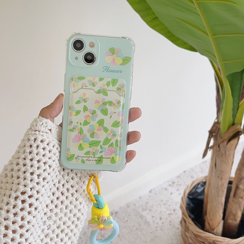 Floral Holder Case Phone Strap Card