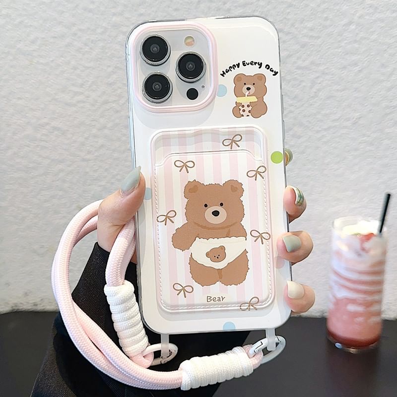 Holder Case Card Bear Phone Strap
