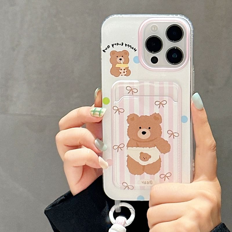 Holder Case Card Bear Phone Strap