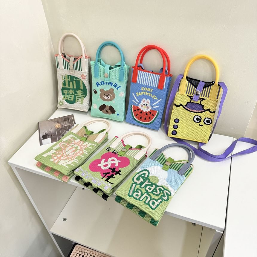 Handle Crossbody Bag Top Print Knit