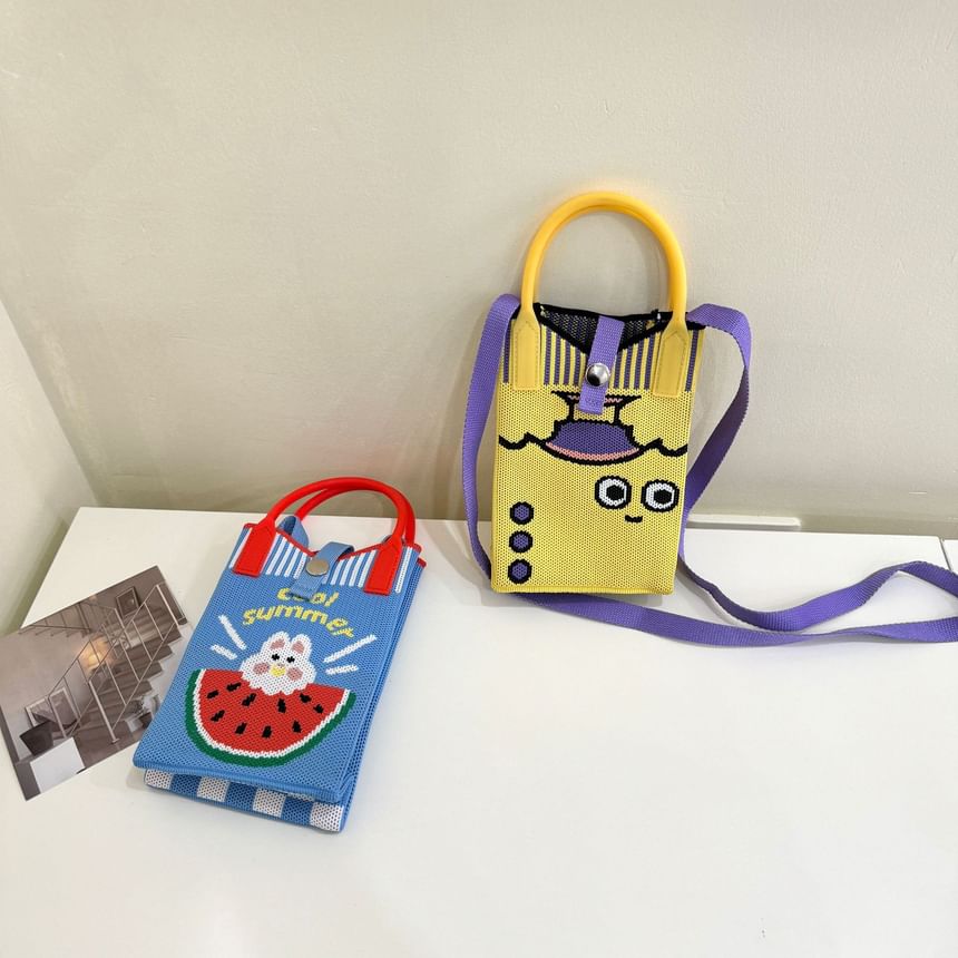 Handle Crossbody Bag Top Print Knit