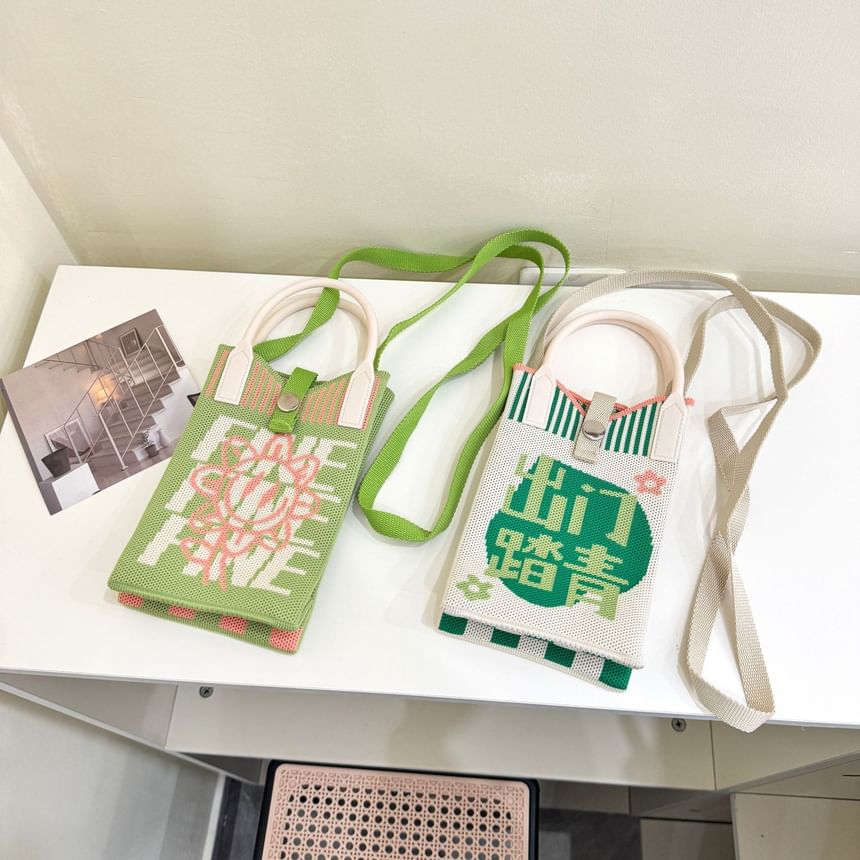 Handle Crossbody Bag Top Print Knit
