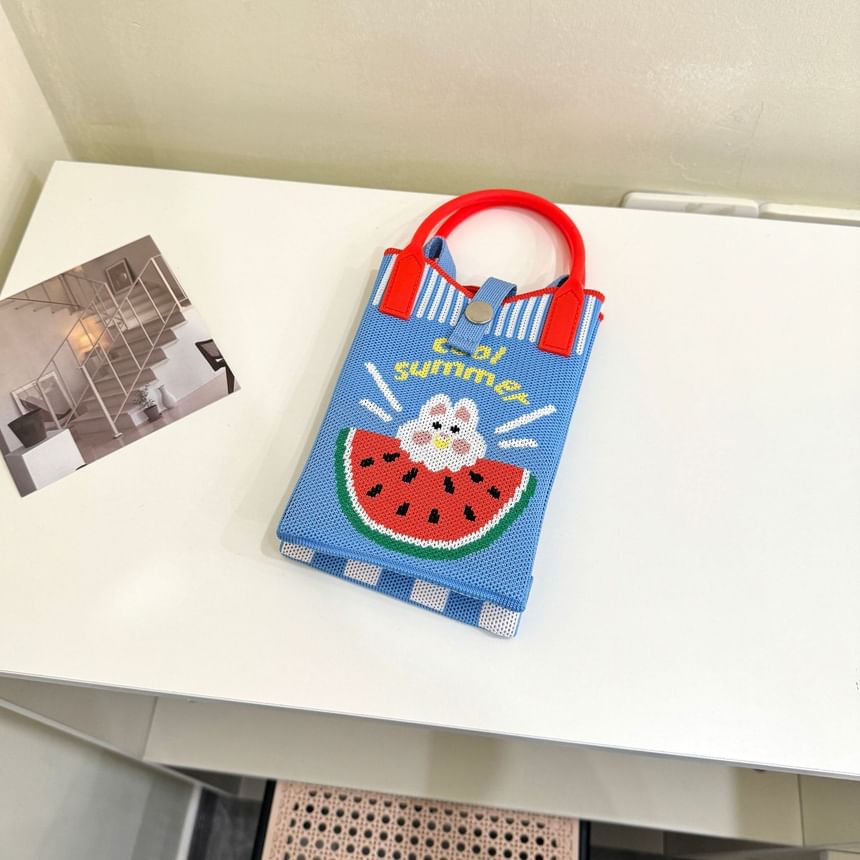 Handle Crossbody Bag Top Print Knit