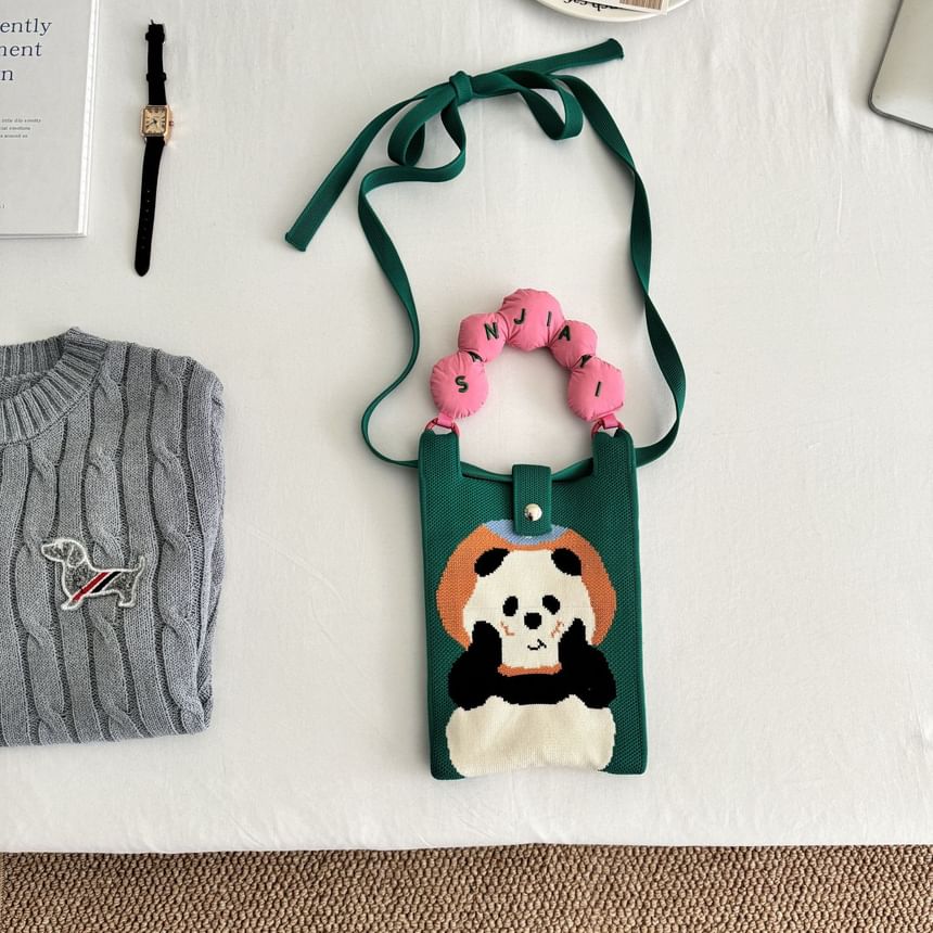 Print Top Bag Cartoon Donut Handle Knit Crossbody