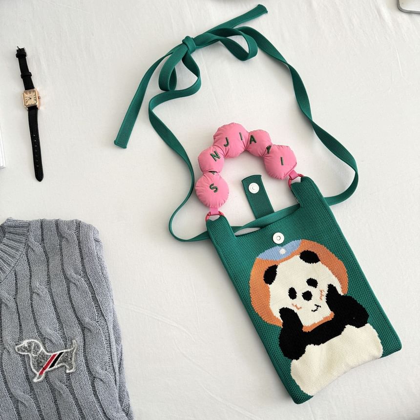 Print Top Bag Cartoon Donut Handle Knit Crossbody