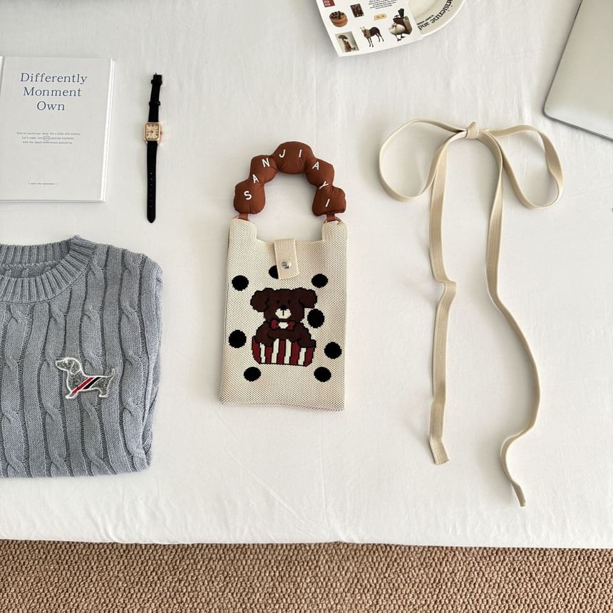 Print Top Bag Cartoon Donut Handle Knit Crossbody