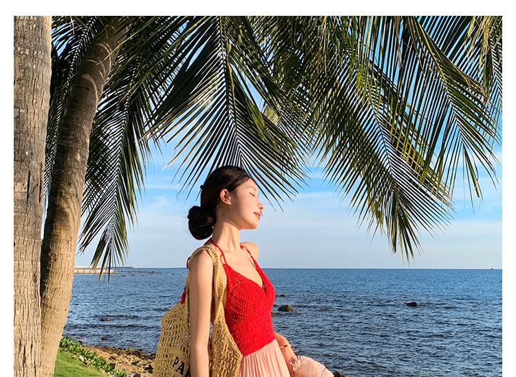 Sundress Maxi Halter Striped