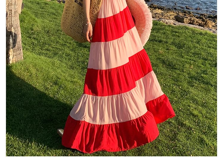 Sundress Maxi Halter Striped