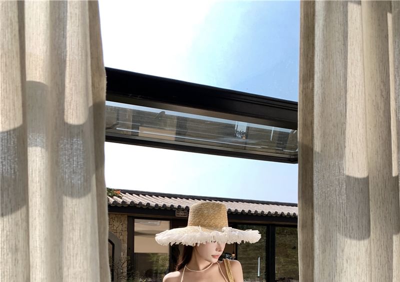 A-Line Strapless Plaid Dress Maxi