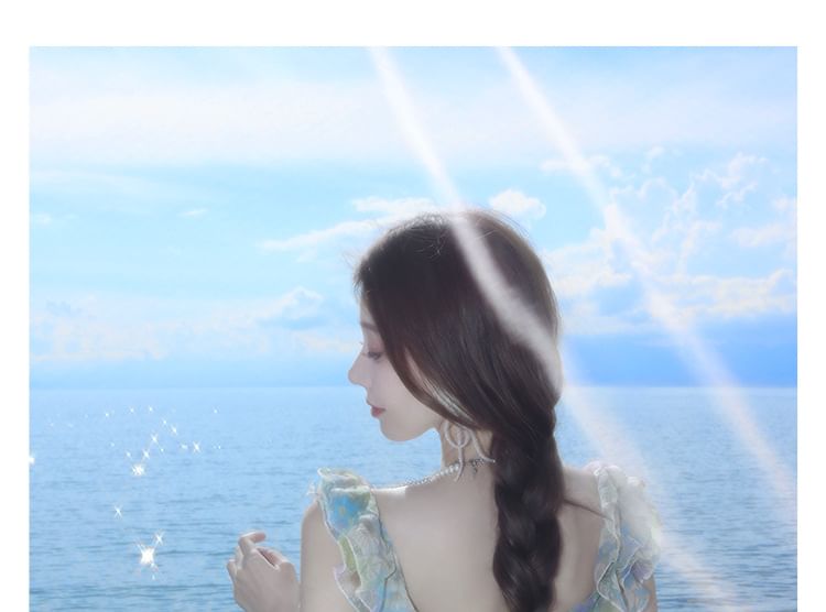 Maxi Floral Cutout Sundress V-Neck Sleeveless Ruffle