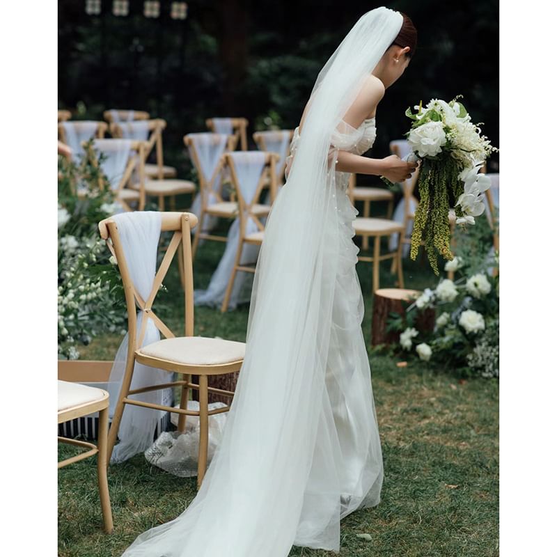 Corset Mesh Gown Sheath Beaded Wedding Off-Shoulder