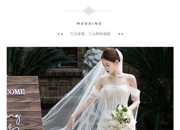 Corset Mesh Gown Sheath Beaded Wedding Off-Shoulder