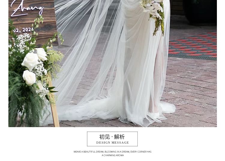 Corset Mesh Gown Sheath Beaded Wedding Off-Shoulder