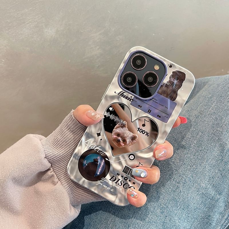 Mirrored Case Phone Heart Cat