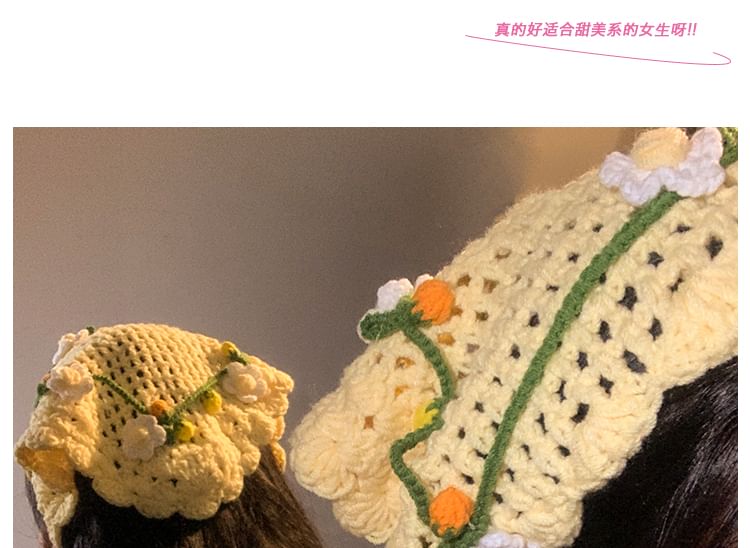 Hair Bonnet / Crochet Hat Tie Floral