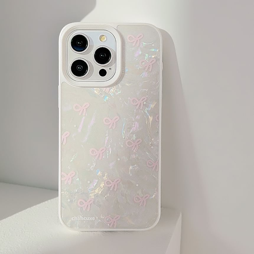 Phone / Faux Strap Adhesive Case Decoration Bow Pearl Set