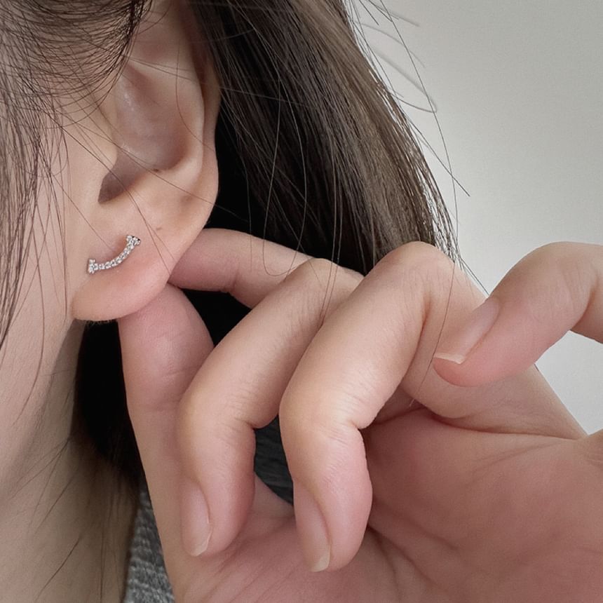 Stud Earring Sterling Silver Rhinestone