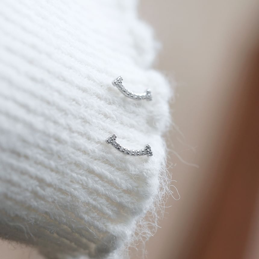 Stud Earring Sterling Silver Rhinestone