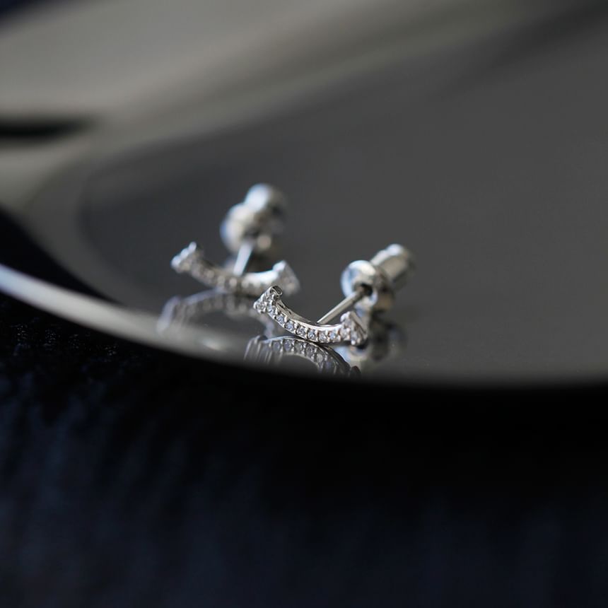 Stud Earring Sterling Silver Rhinestone