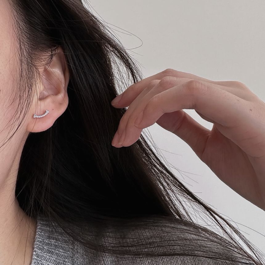 Stud Earring Sterling Silver Rhinestone