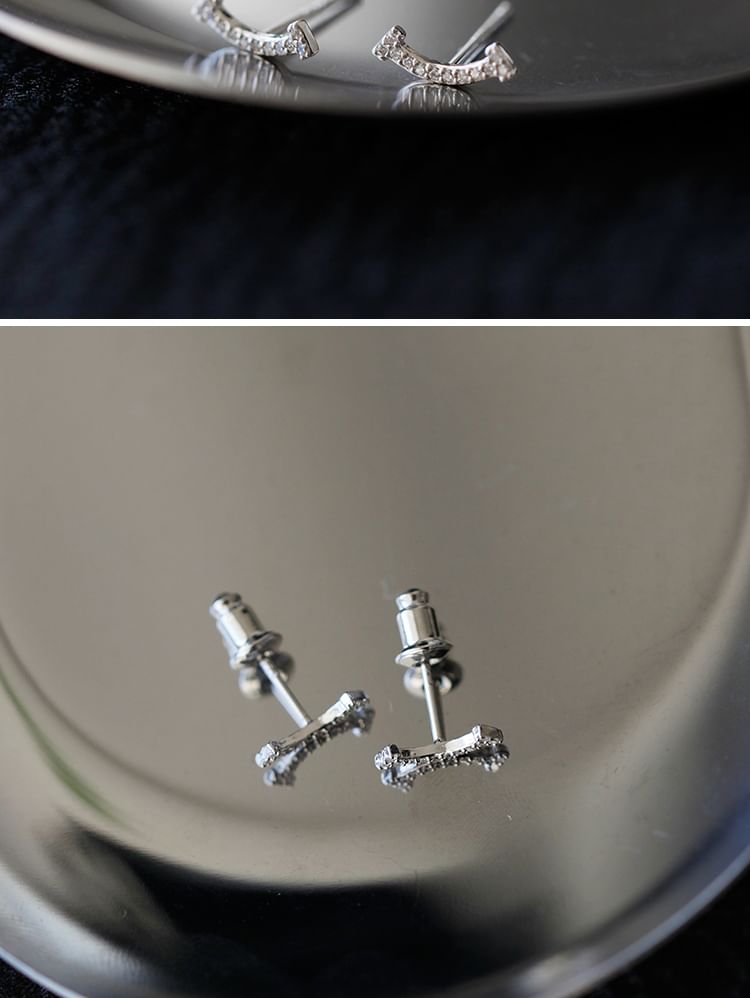 Stud Earring Sterling Silver Rhinestone