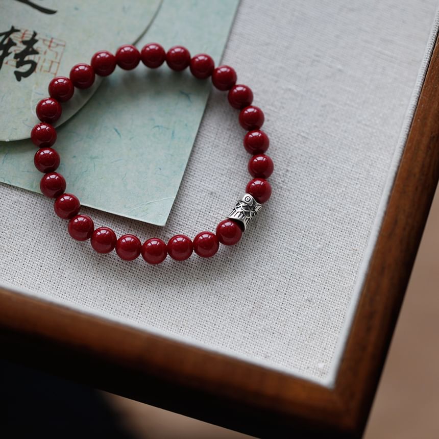 Charm Beaded Silver Bracelet