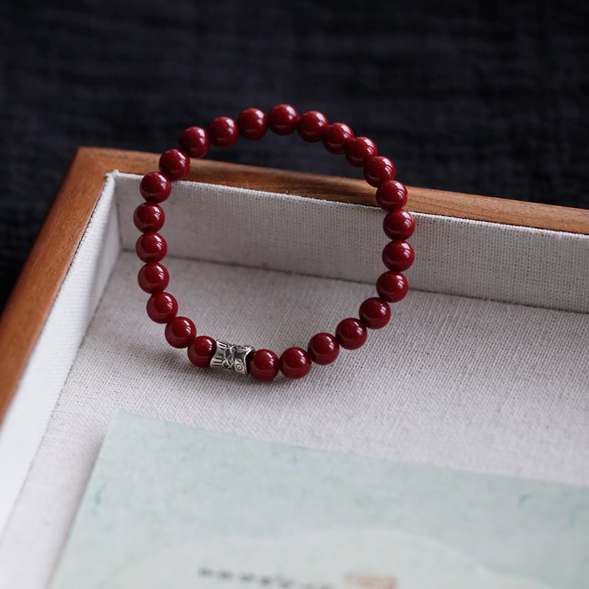 Charm Beaded Silver Bracelet