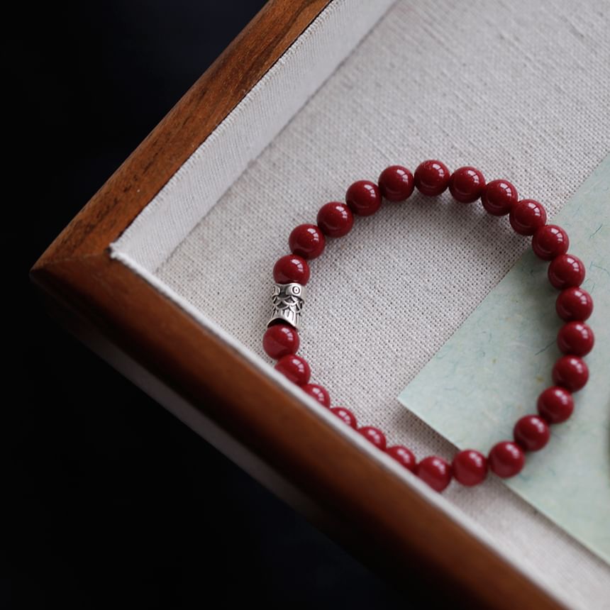 Charm Beaded Silver Bracelet