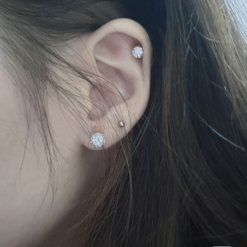 Ball Earring Rhinestone Stud