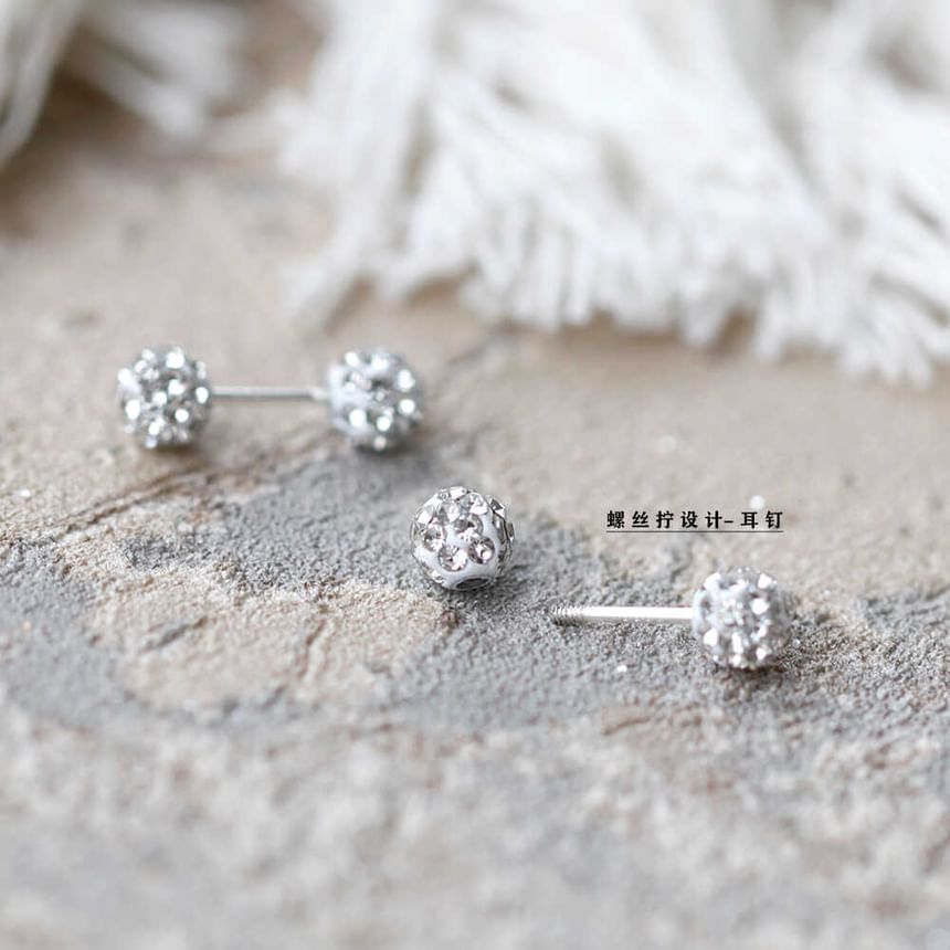 Ball Earring Rhinestone Stud