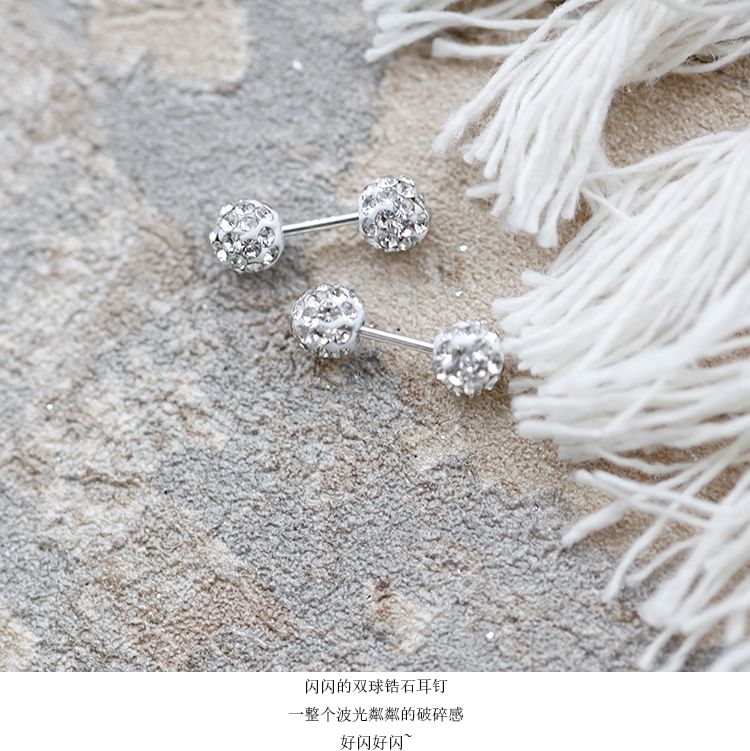 Ball Earring Rhinestone Stud