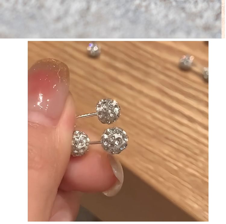 Ball Earring Rhinestone Stud