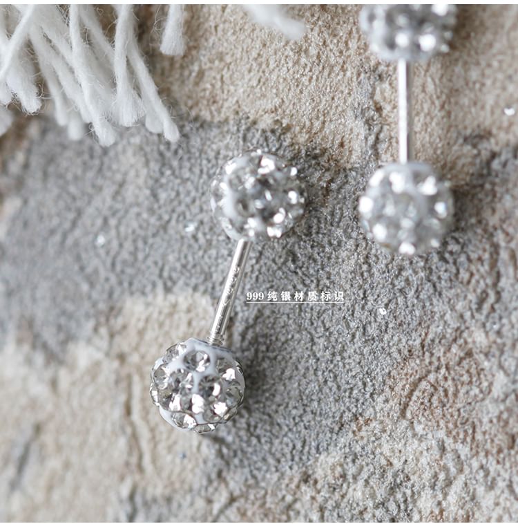 Ball Earring Rhinestone Stud