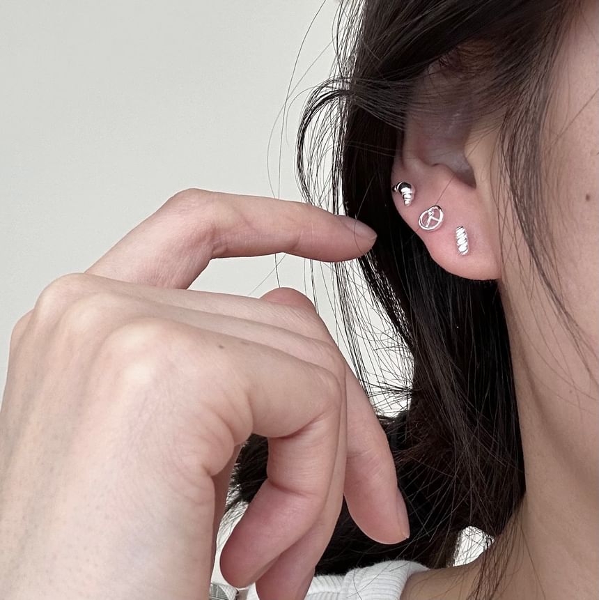 Stud Baguette Earring Sterling Silver