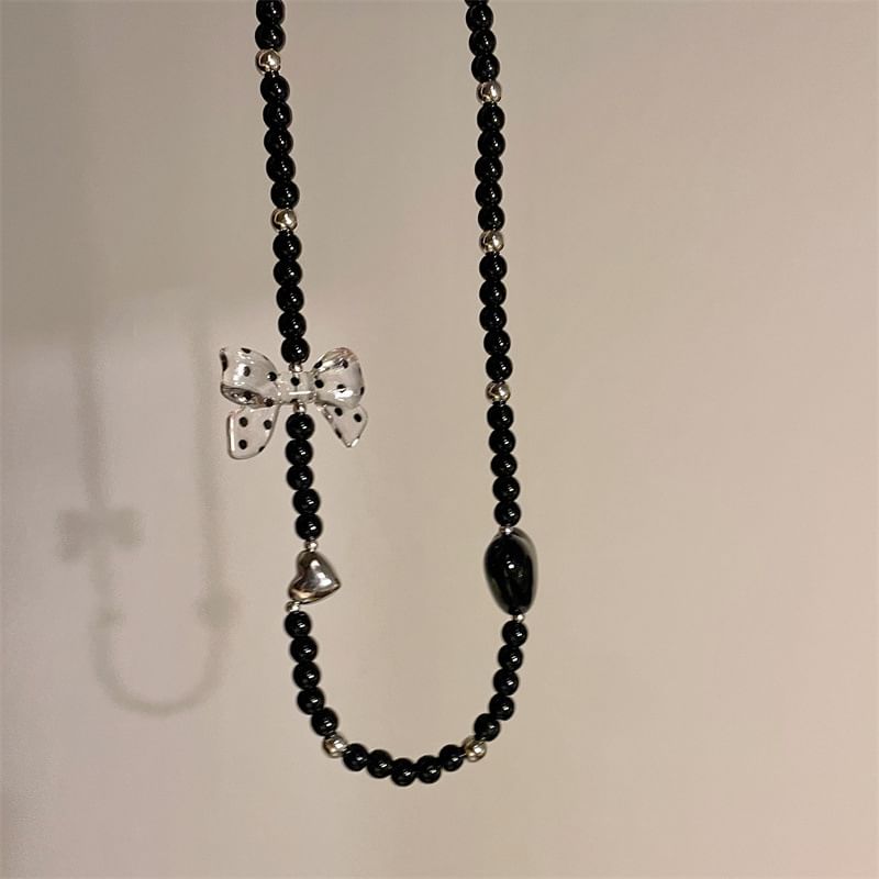 / Heart Accent Drop Necklace Earring