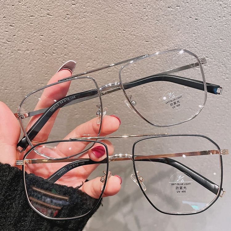 Square Light Glasses Blue Metal Blocking Frame