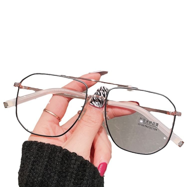 Square Light Glasses Blue Metal Blocking Frame