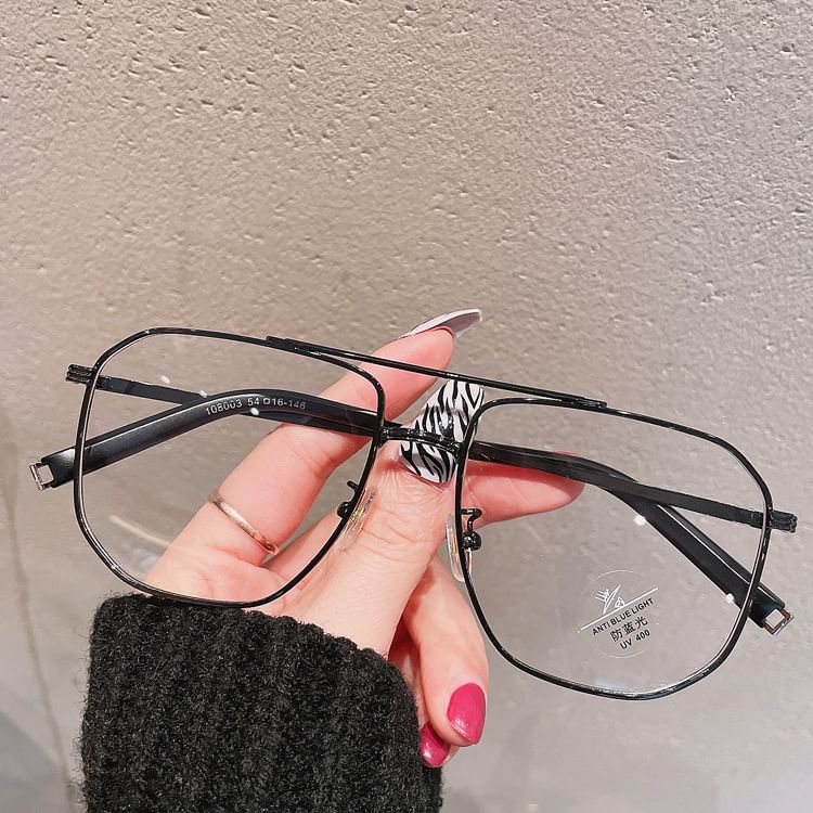 Square Light Glasses Blue Metal Blocking Frame