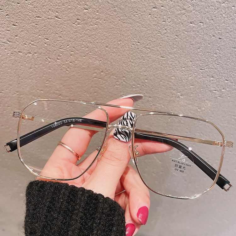 Square Light Glasses Blue Metal Blocking Frame