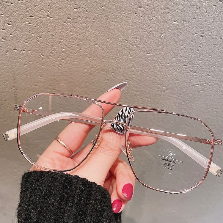 Square Light Glasses Blue Metal Blocking Frame