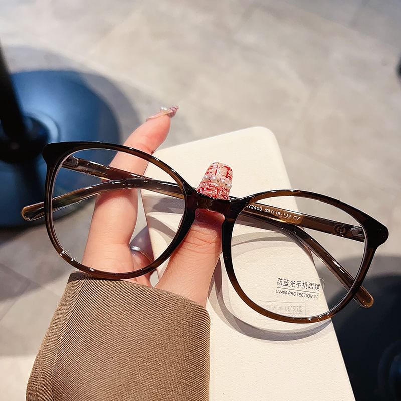 Round Glasses Blue Frame Light Blocking