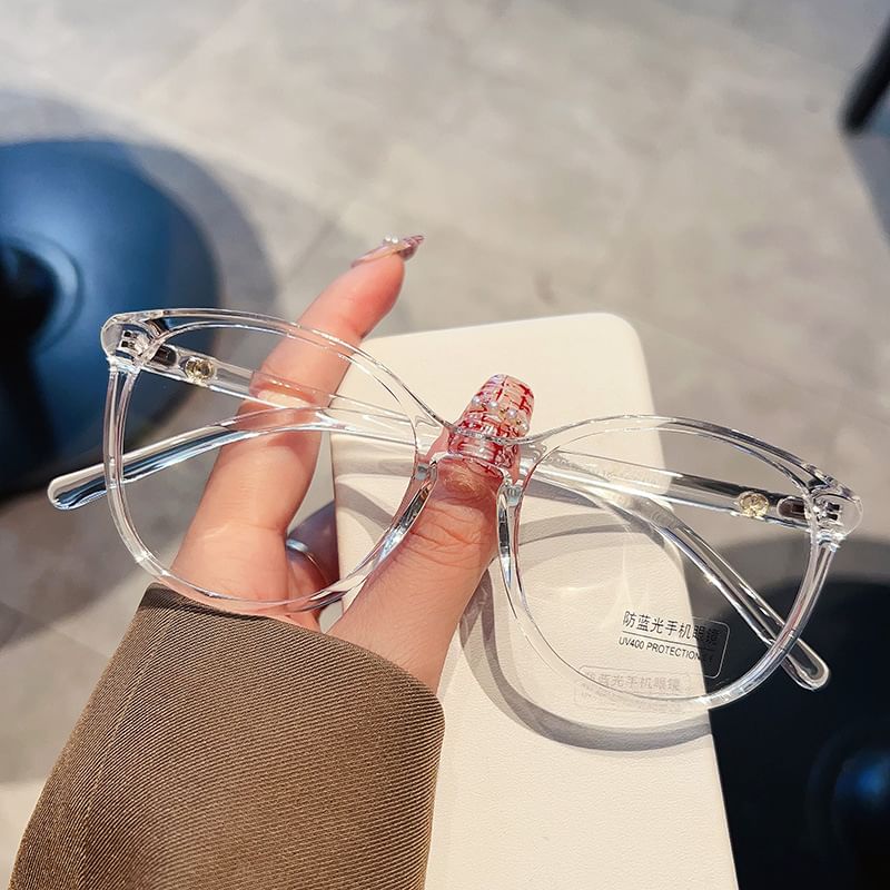 Round Glasses Blue Frame Light Blocking