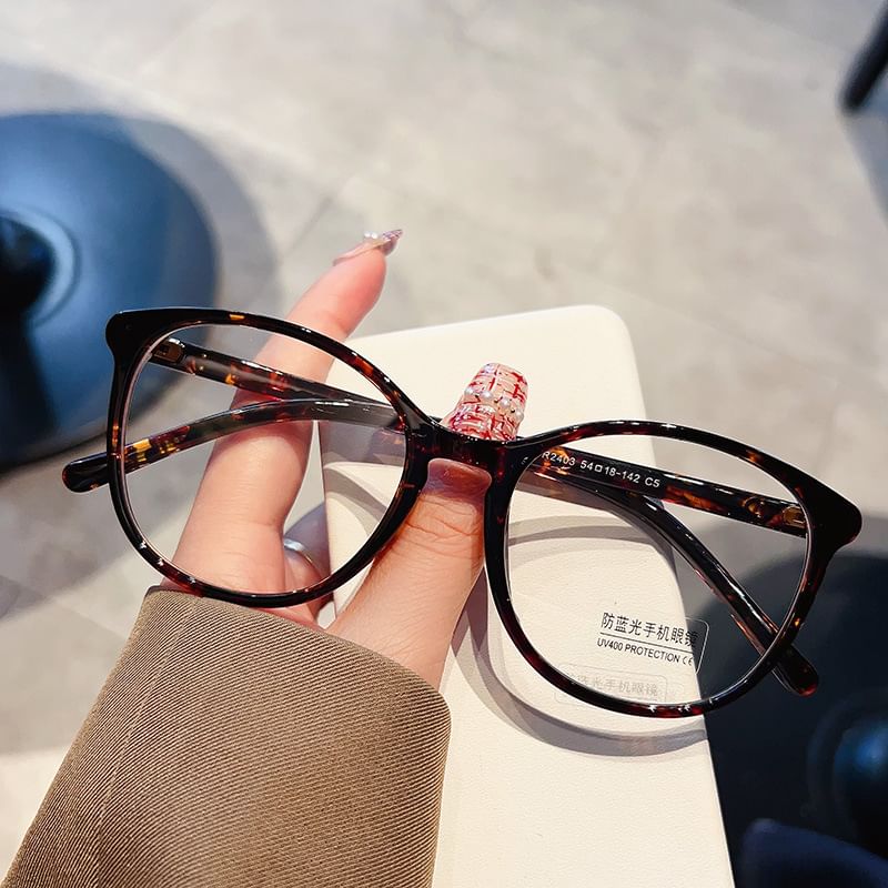 Round Glasses Blue Frame Light Blocking