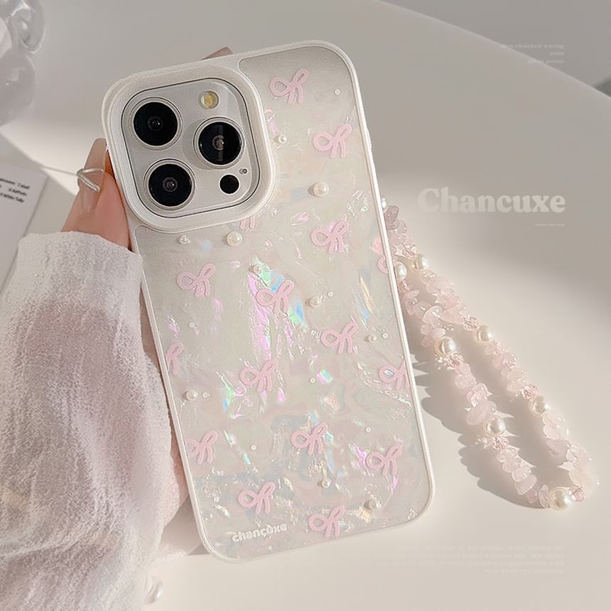 Bow Set Decoration Case / Strap Phone Faux Pearl Adhesive