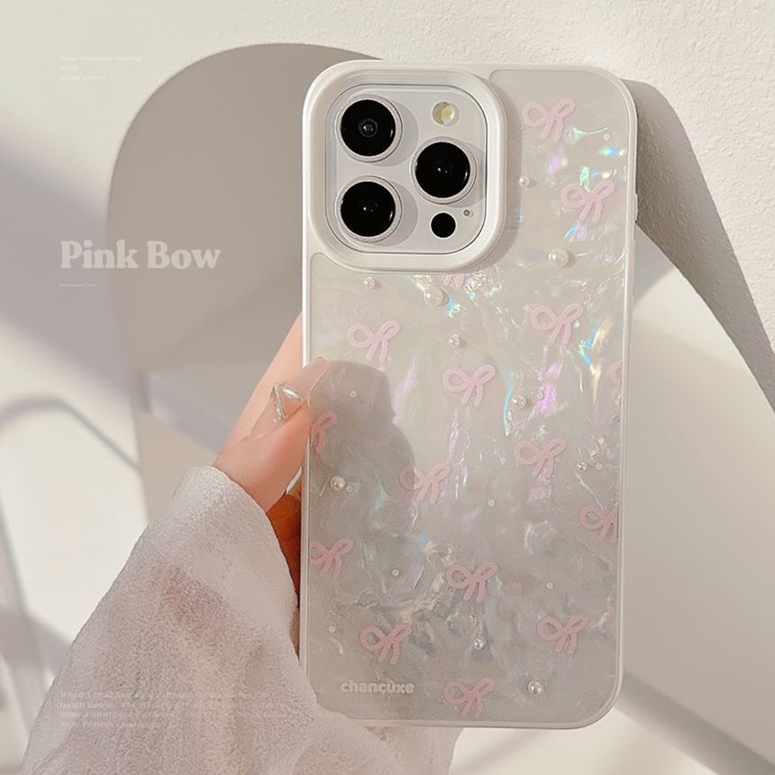 Bow Set Decoration Case / Strap Phone Faux Pearl Adhesive