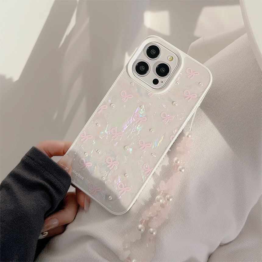 Bow Set Decoration Case / Strap Phone Faux Pearl Adhesive