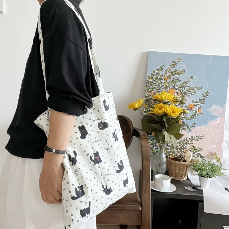 Cat Print Shopper Bag