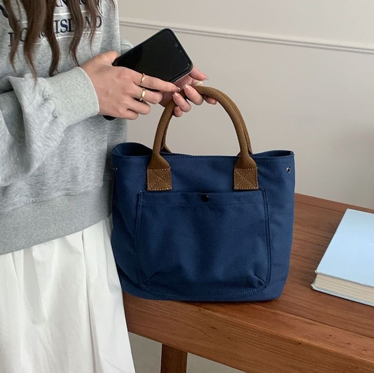 Bag Contrast Strap Canvas Tote