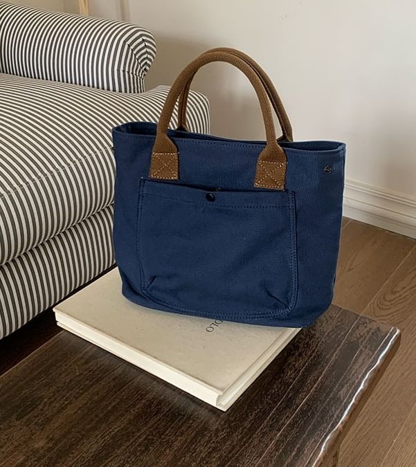 Bag Contrast Strap Canvas Tote